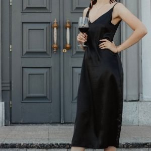 Bias-Cut Satin Midi Dress