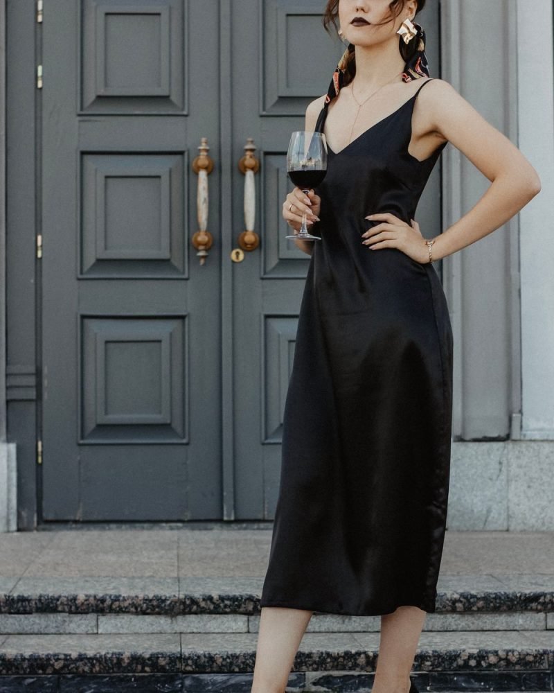 Bias-Cut Satin Midi Dress